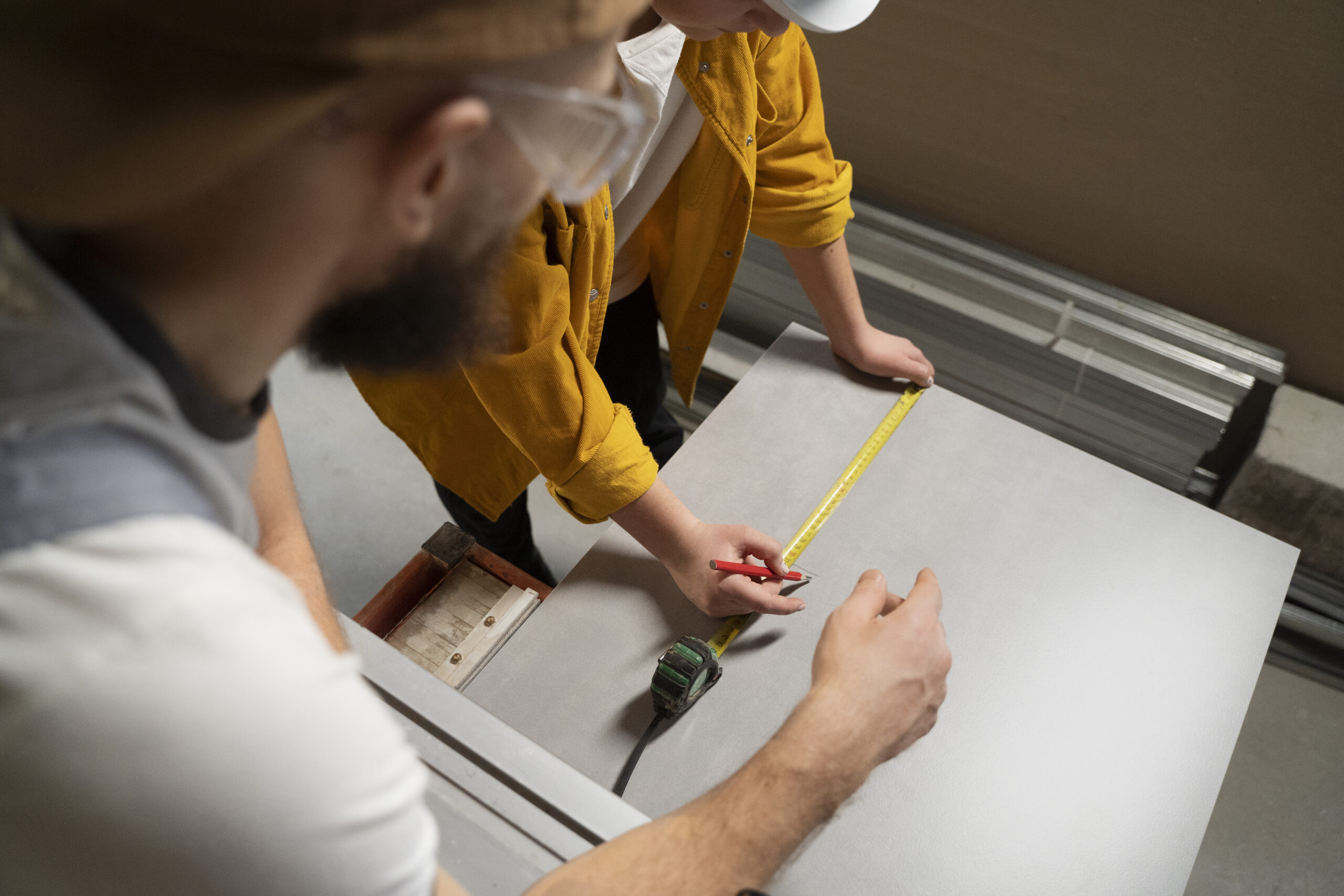 tiler working renovation apartment